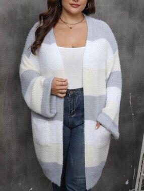 Plus Size Blocked Harmony Cardigan - Yellow